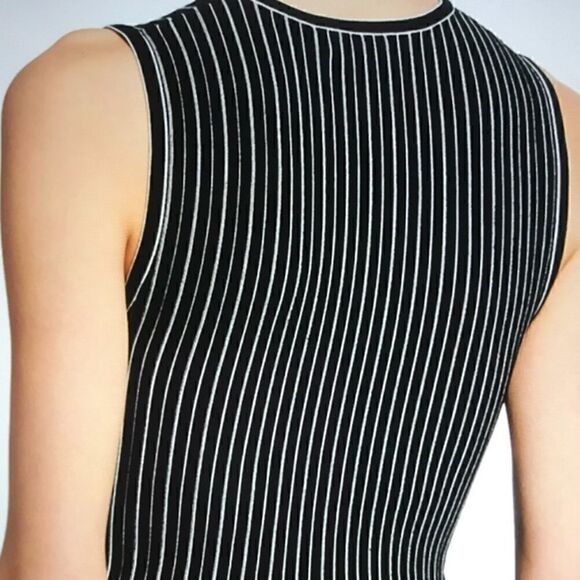 THEORY peplum shell black stripe lustrate new sz M - Picture 5 of 14